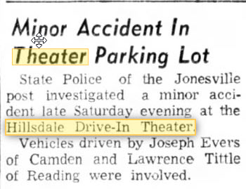 Hillsdale Drive-In Theatre - Car Wreck June 17 1963